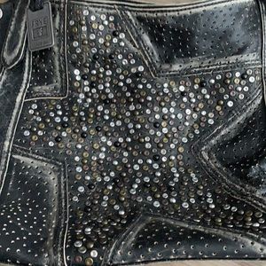 Frye Distressed Deborah Tote Black silver bronze